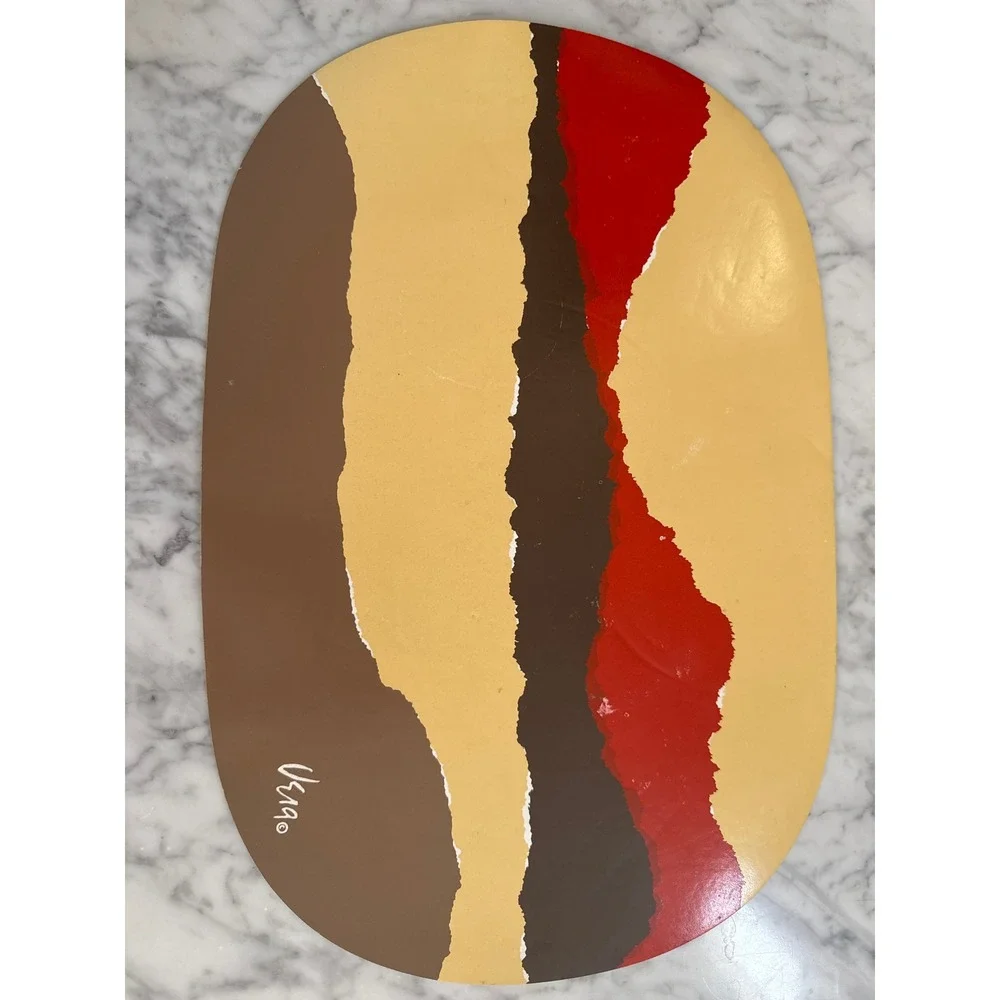 VTG 70's Vera Neumann Abstract Southwest Placemats Set of 6 Brown Red Tan MCM